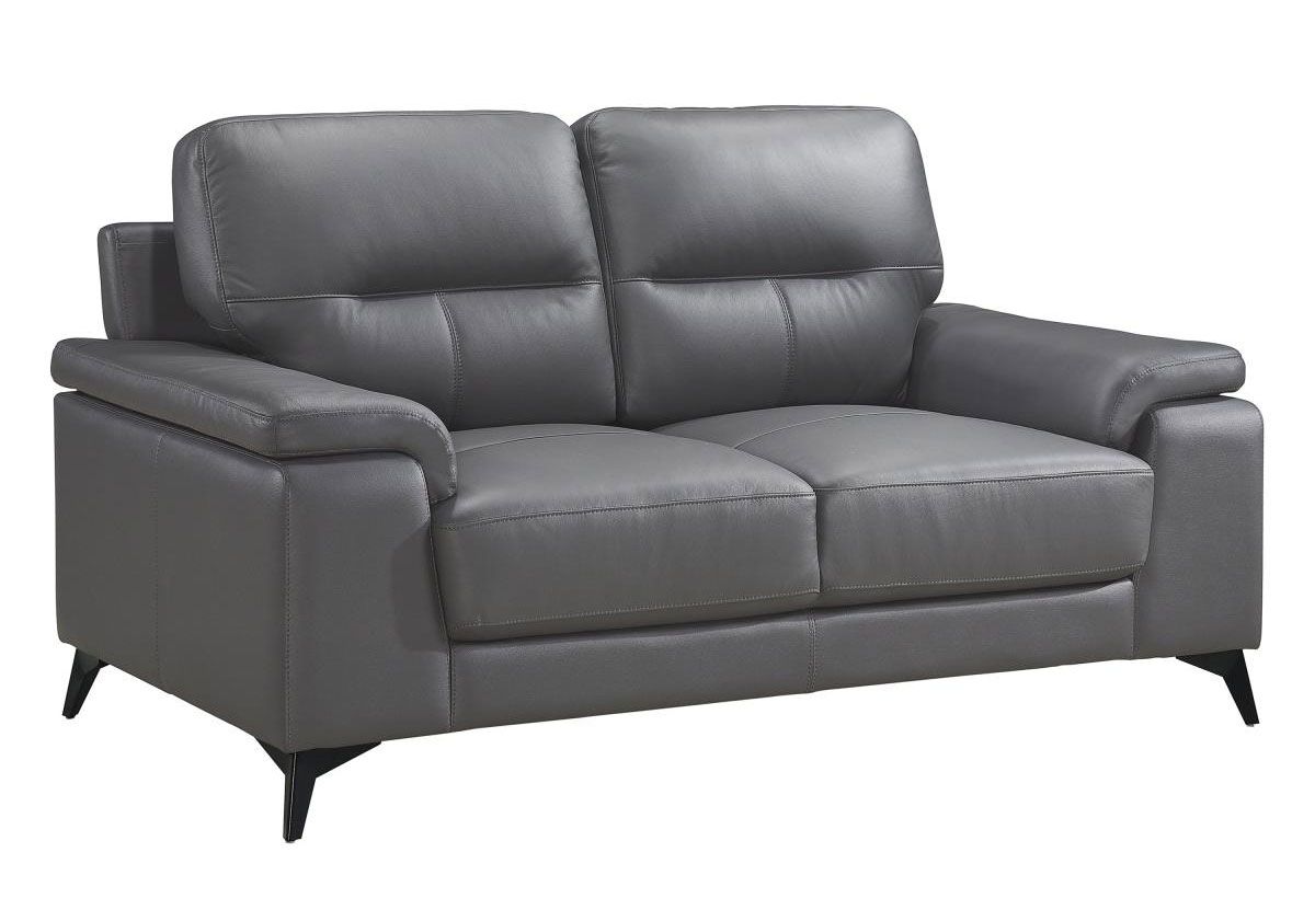 Zoso Dark Grey Leather Love Seat