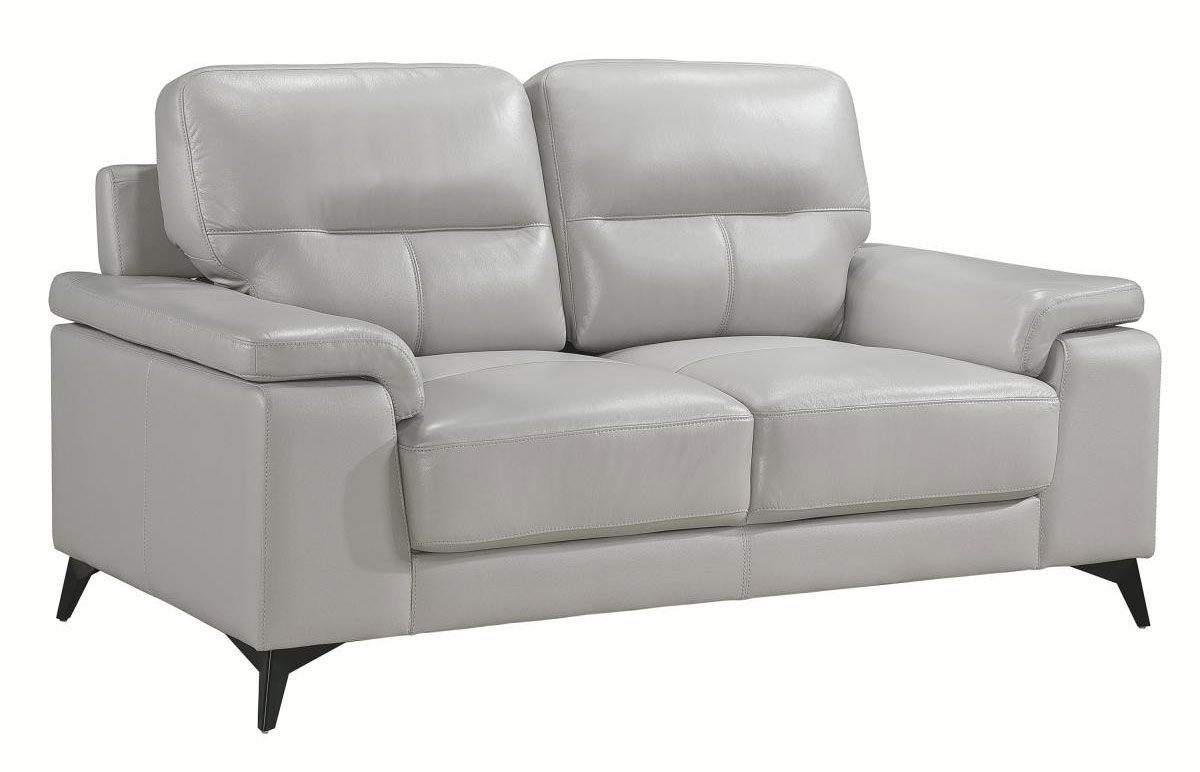 Zoso Silver Leather Love Seat