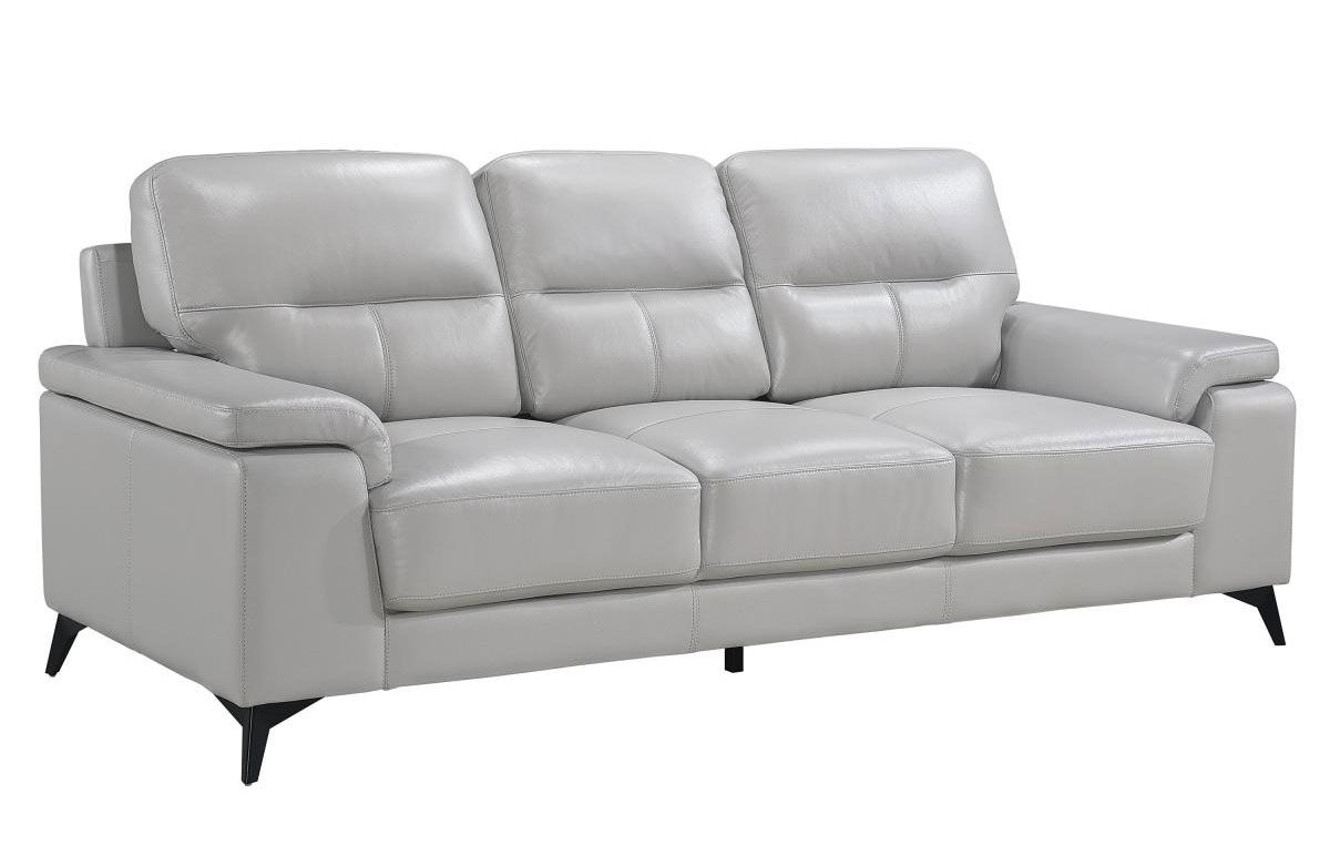 Zoso Silver Leather Sofa