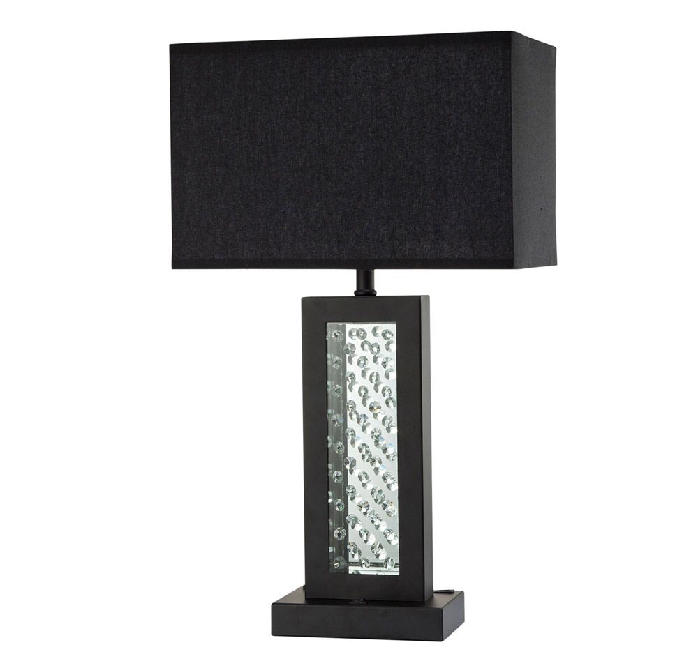 Zylphia Black Table Lamp With Crystals