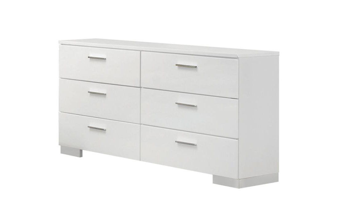 Floren Glossy White Finish Dresser, White Laquer Dresser