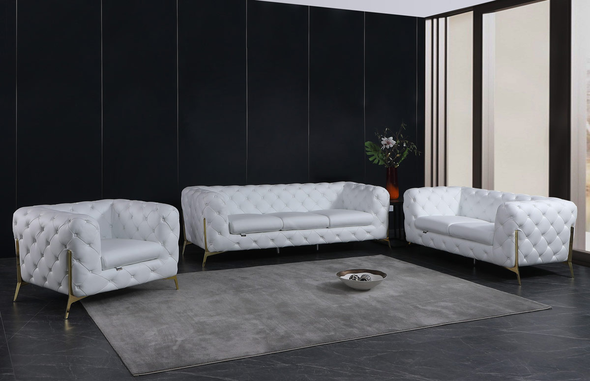 Hendrix White Italian Leather Sofa