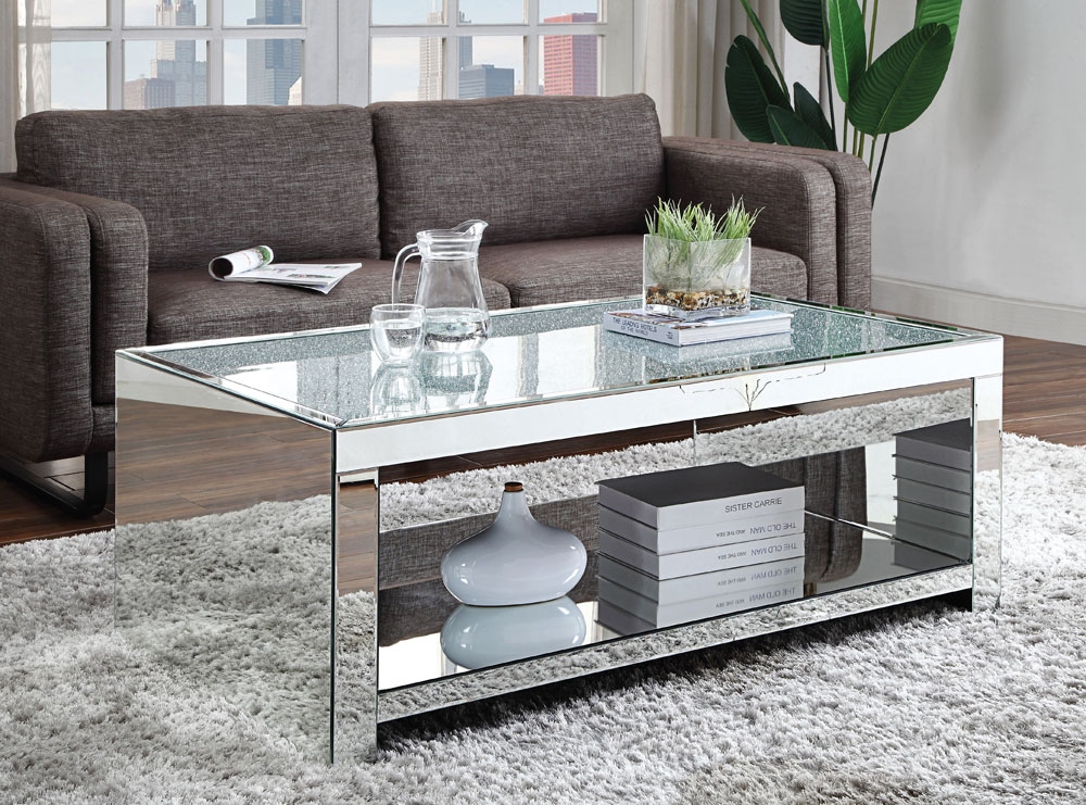 Lavern Mirrored Coffee Table, Mirrored Coffee Table Set Of 2