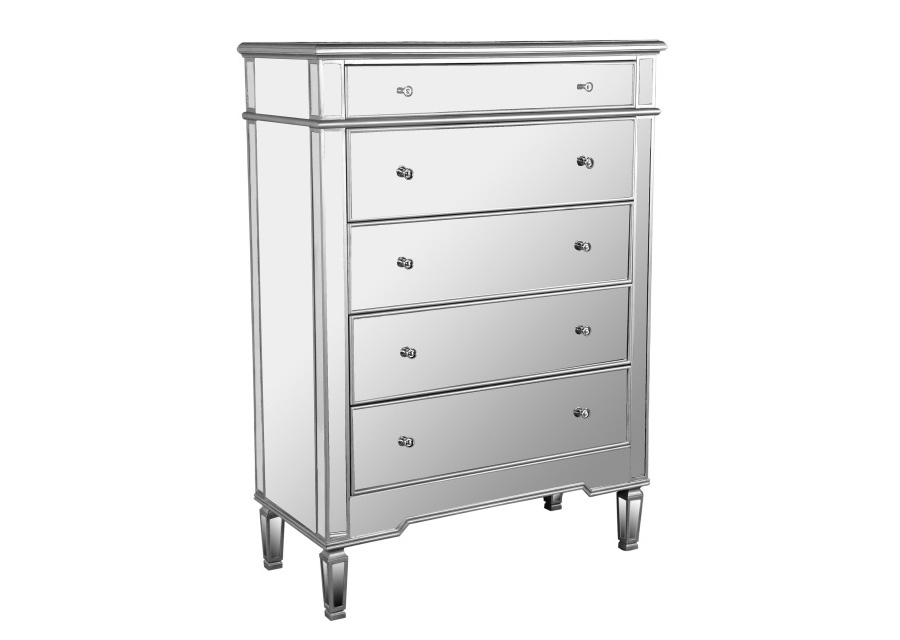 Ledger Mirrored 5 Drawer Chest, Tall Mirrored Dressers