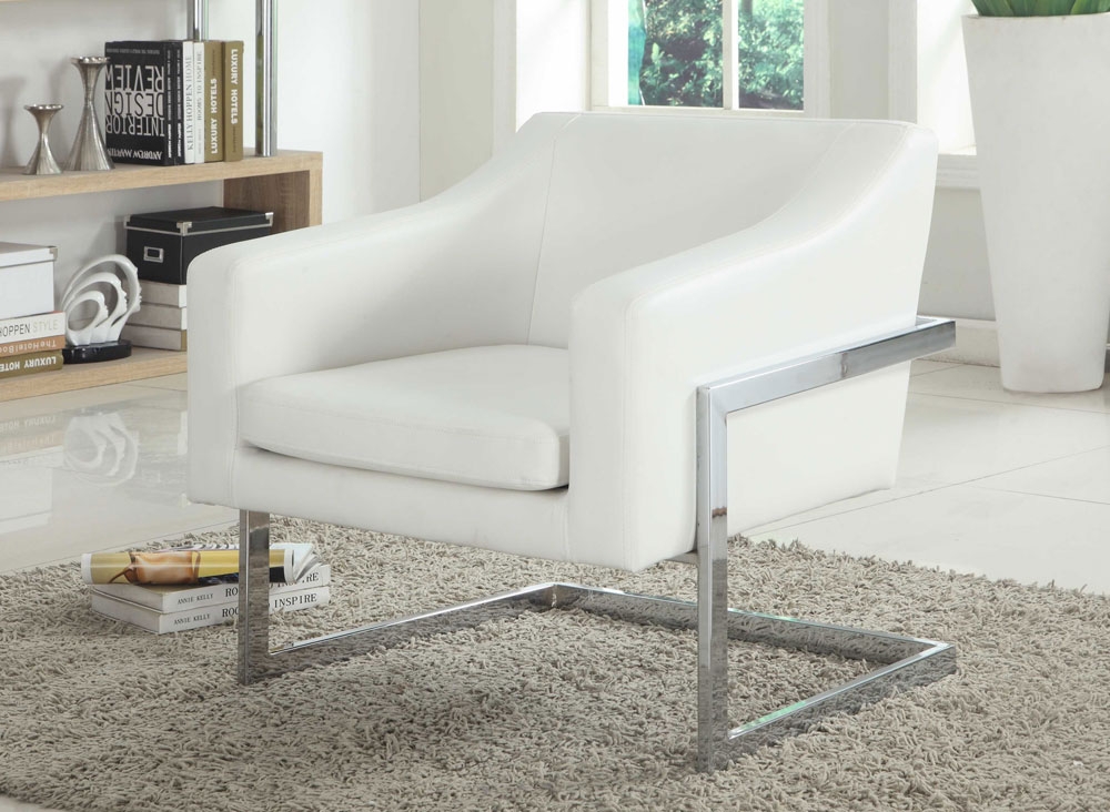Manny White Leather Accent Chair, Accent Chair For White Leather Sofa
