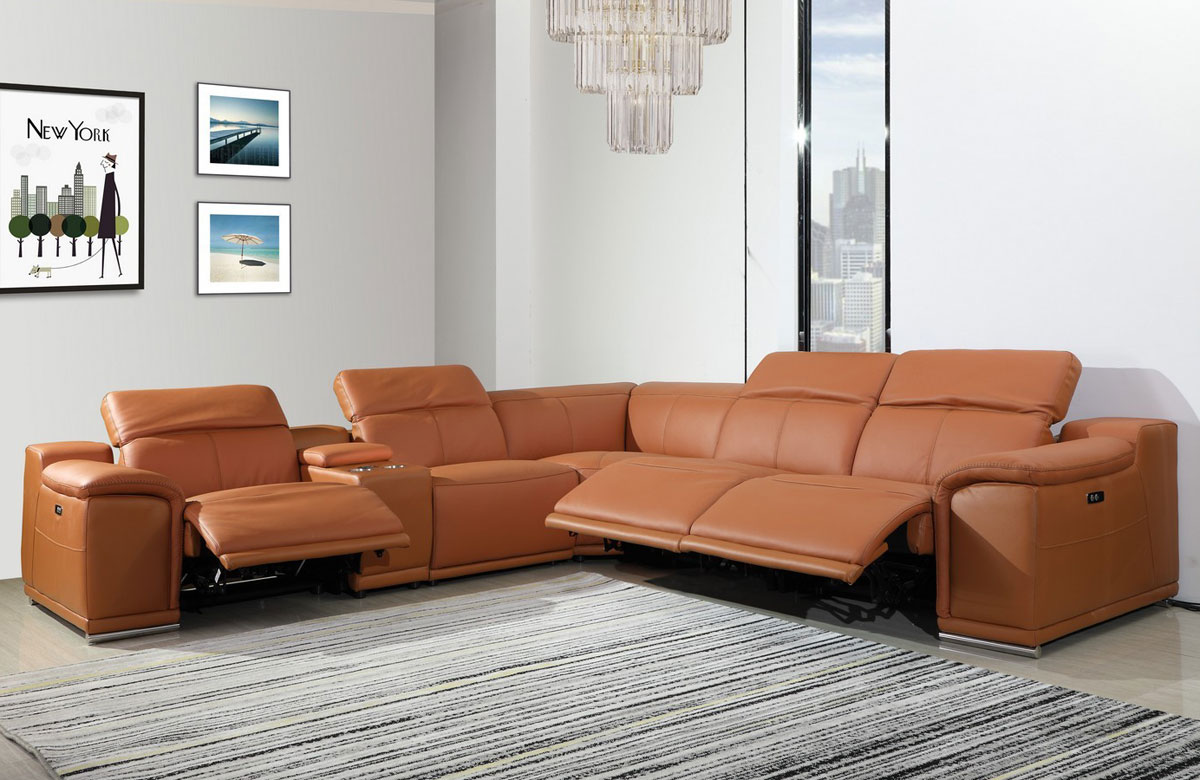 Nieves Modular Sectional Power Recliner, Nevio Leather Power Reclining Sectional Sofa