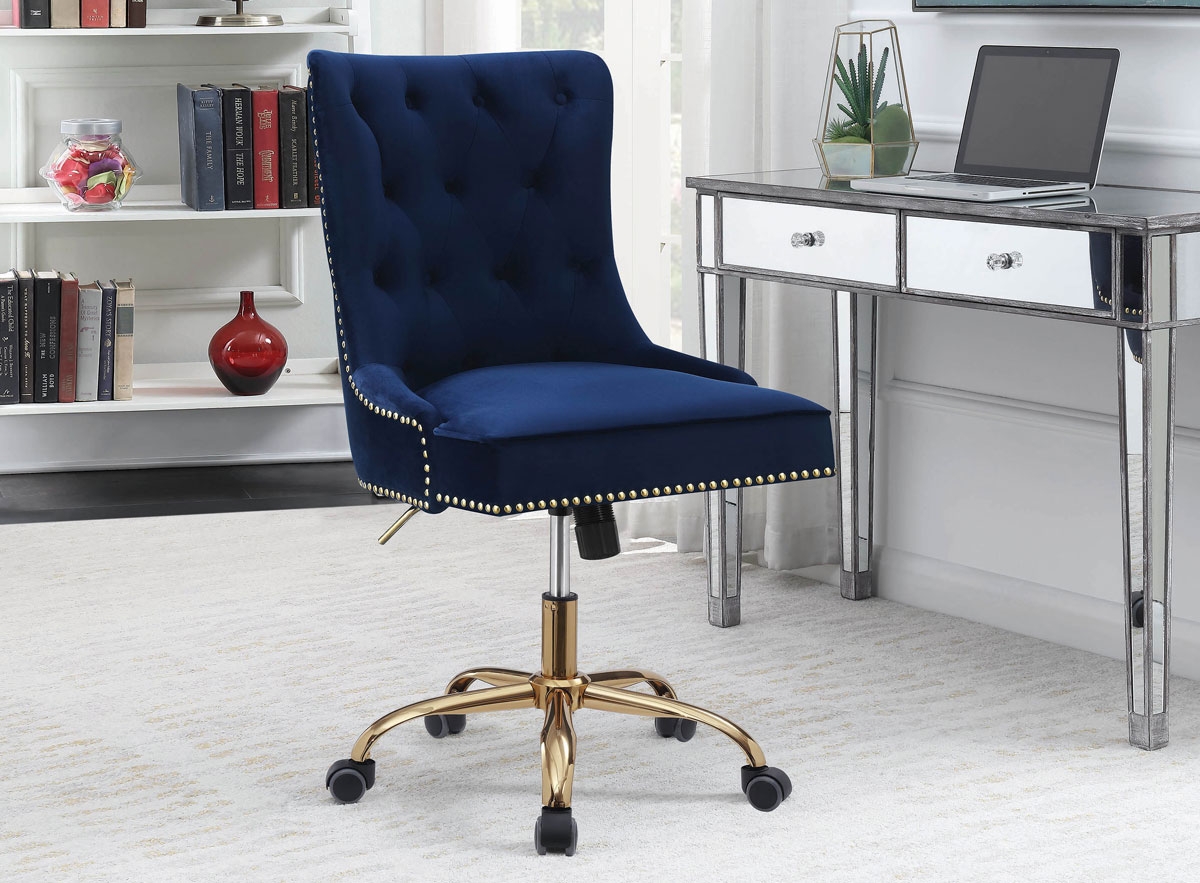 paisley navy blue velvet office chair