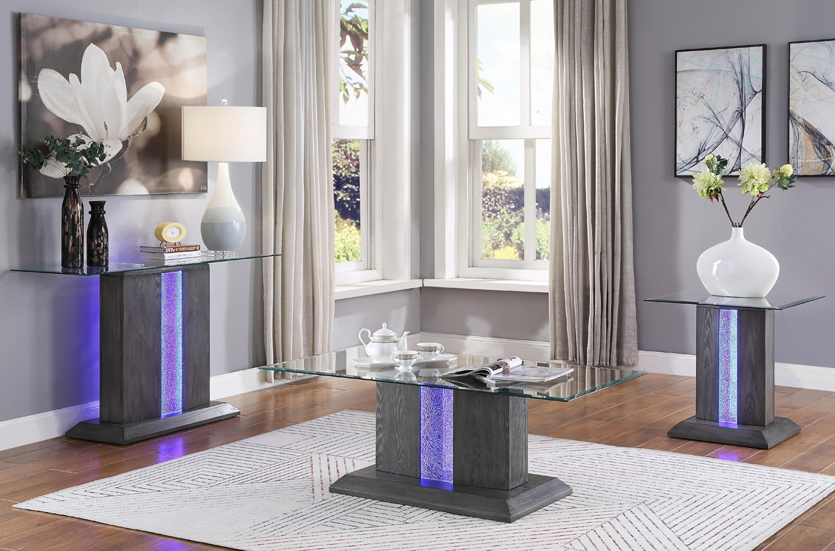 Luxury L V Living Room LED Art Glass Light Up Coffee Table Modern