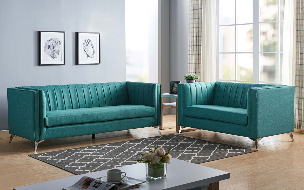 Samira Turquoise Fabric Sofa