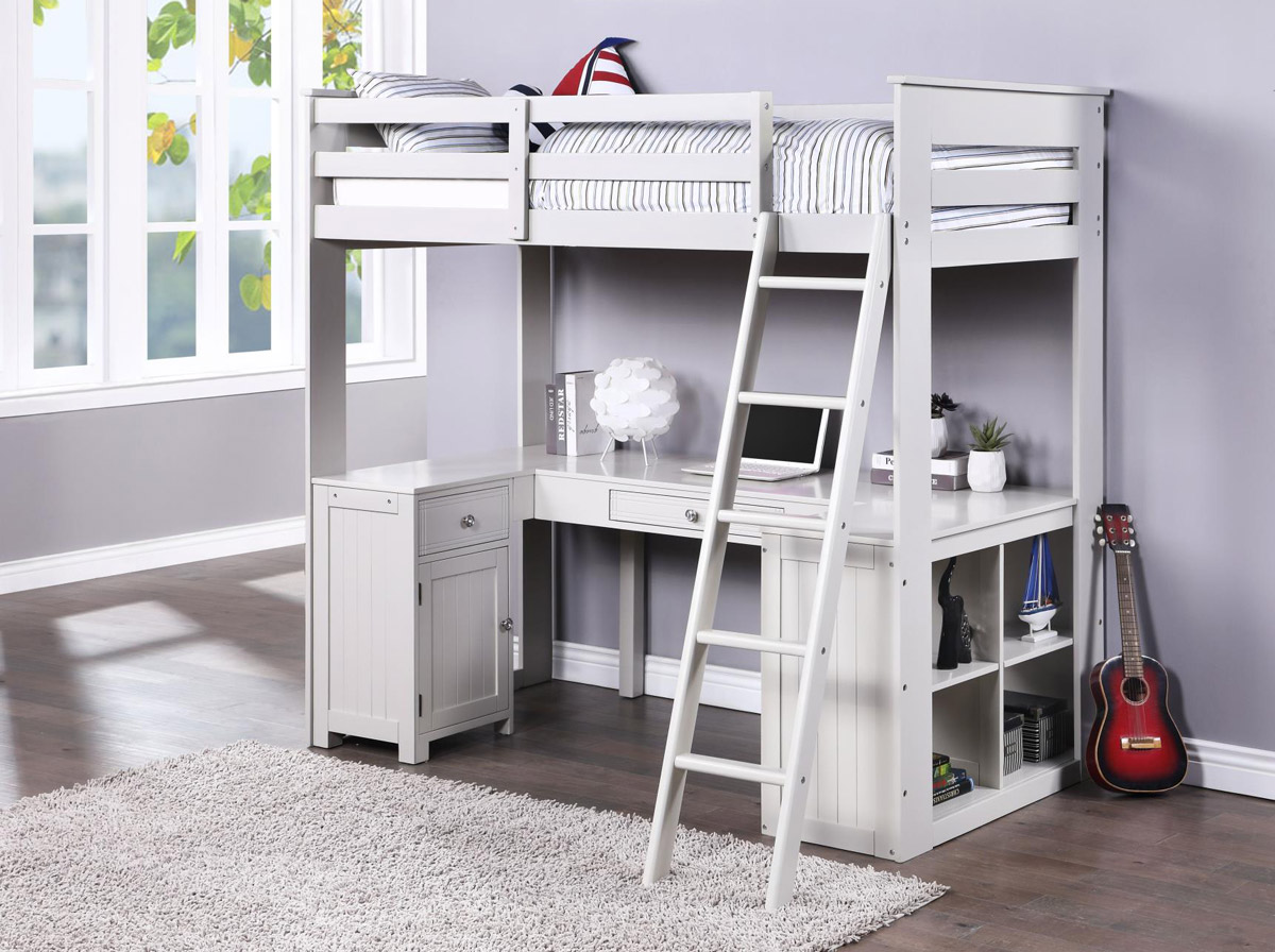 School House Loft Bed With Desk And Storage, Twin Size Loft Bed With Desk And Storage