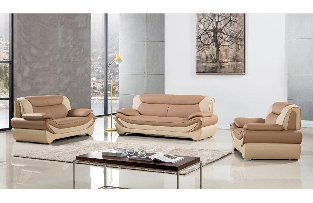 Sterling Modern Leather Sofa Set, Re Leather Sofa