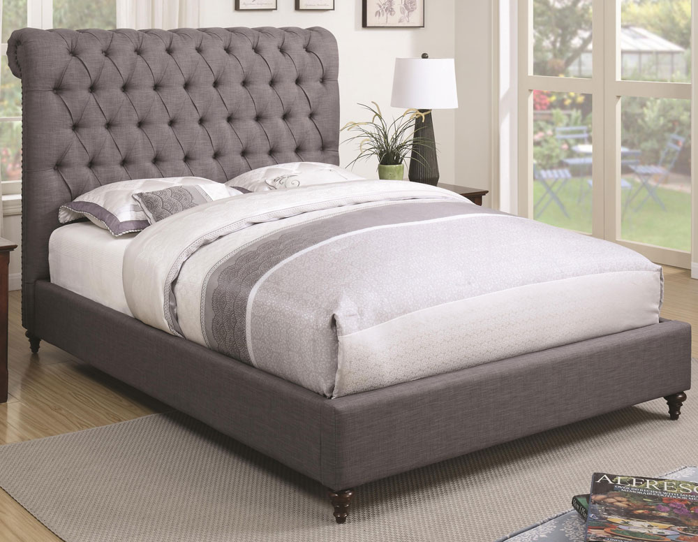 Velma Grey Fabric Upholstered Bed